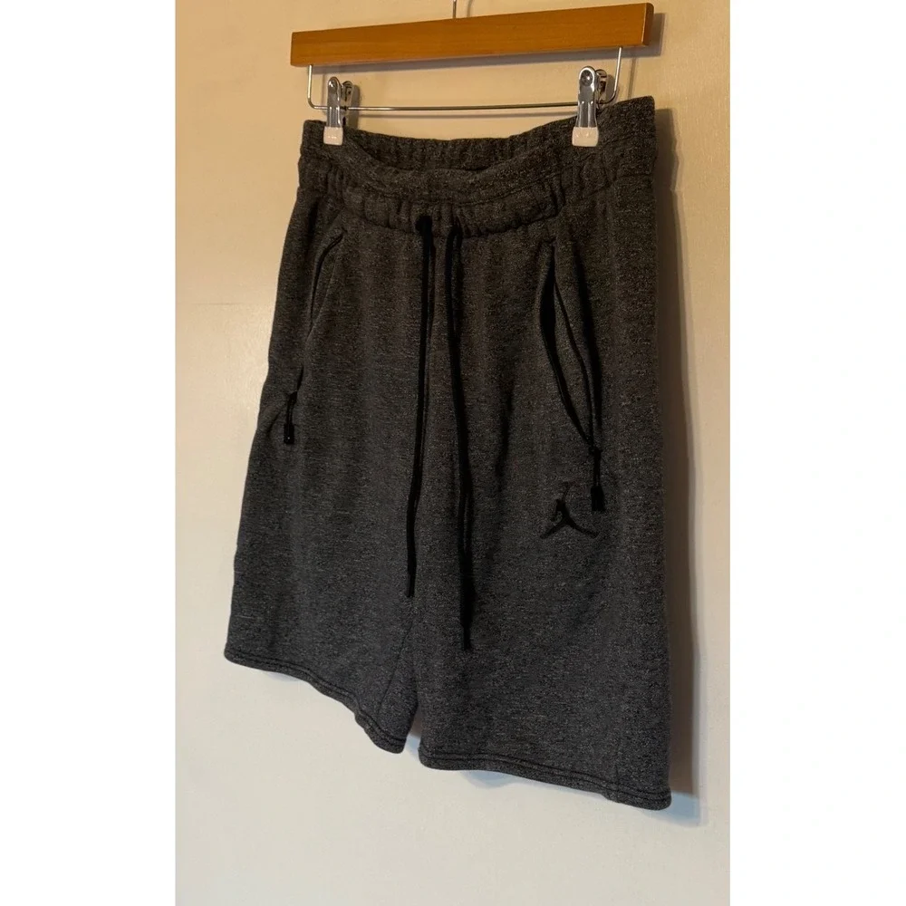 Jordan Mens Fleece Athletic Shorts Charcoal Grey Heather Jumpman Logo Size M